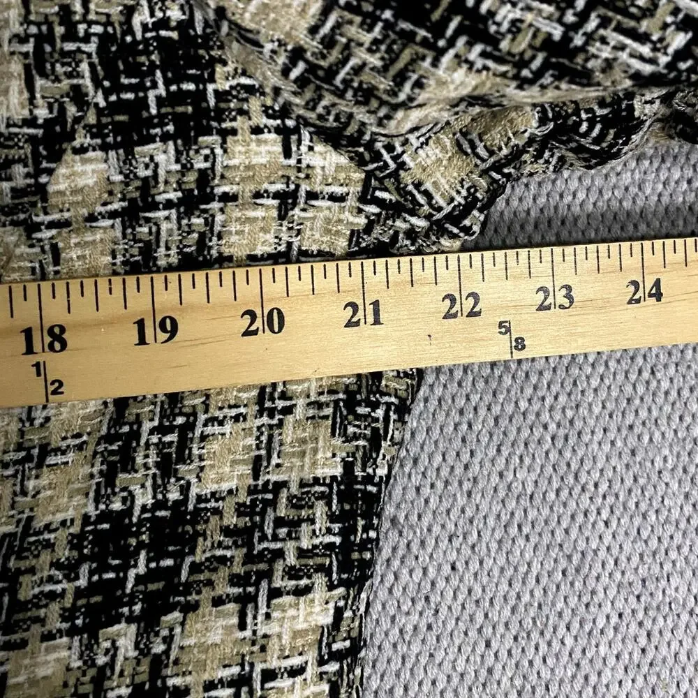 Nicole Studio Blazer Womens‎ 18 Cream/Black Plaid Tweed Fringe Boho Party